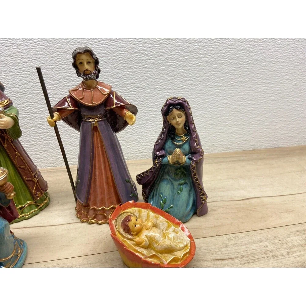 Vtg Greenbrier Int. Nativity Set Of 6 Resin Figurine